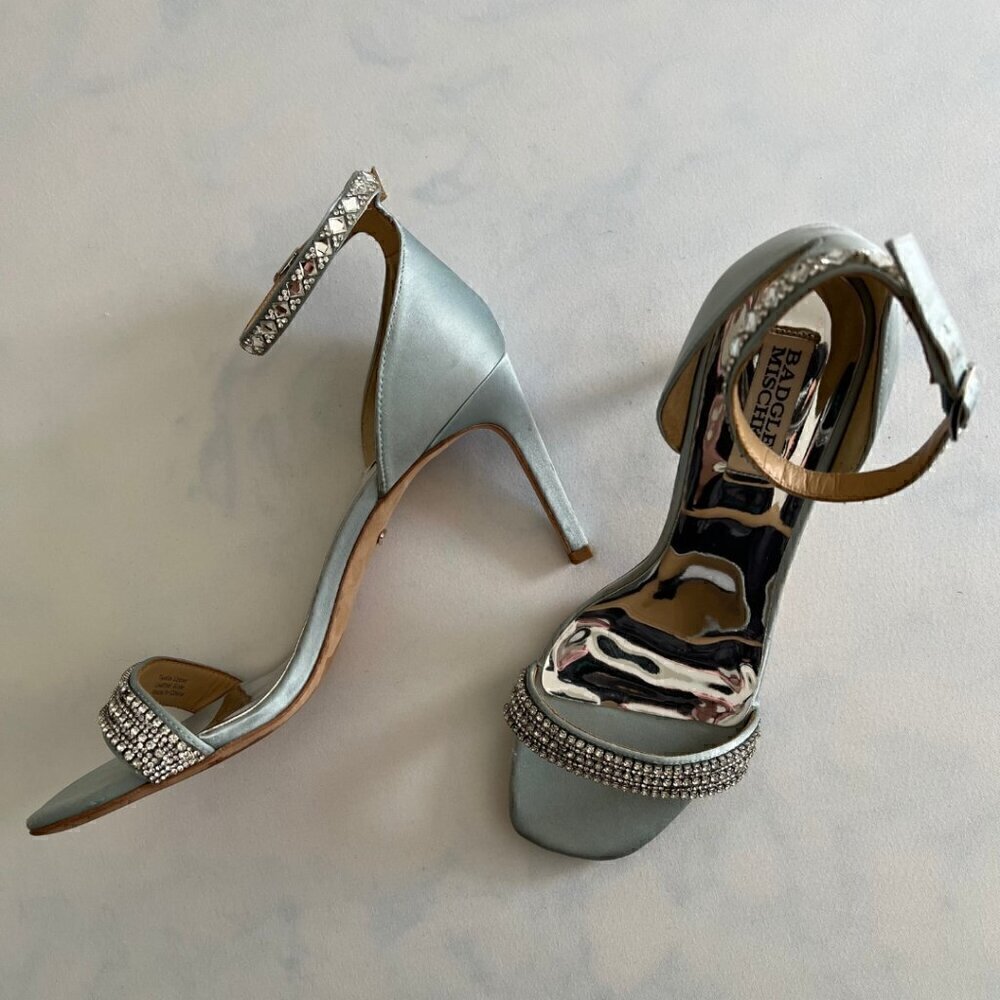Badgley Mischka Silk Embellished Rhinestone Heels